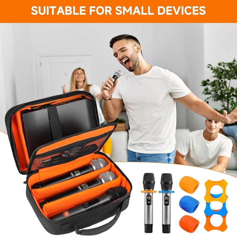 MRINCA 3 Slots Microphone Case for Wireless Microphones, Carrying Bag with Padded Interior for Mics Up to 9.4" (Must Lay Flat), Max Height 6.7", Compact Storage Organizer for Receiver & Accessories - Image 2